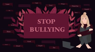 Mutsuz gençler siber zorbalığa maruz kalıyor, ağ trolleme, depresyon, sosyal orta tehlike kurbanı.