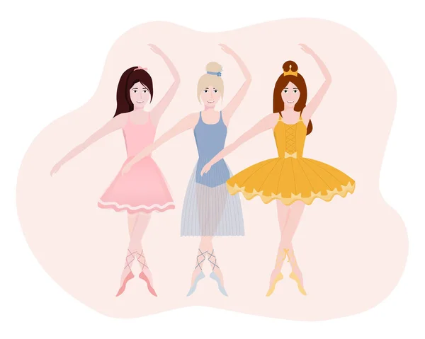 Petites Ballerines Mignonnes Cours Studio Ballet Activité Intérieure — Image vectorielle
