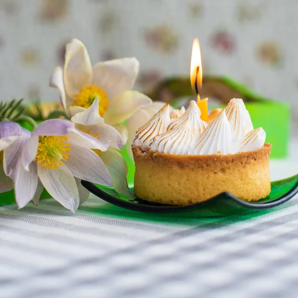 Delicate White Flowers Cake White Cream — Stock Photo, Image