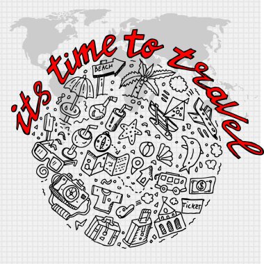Time to travel, doodle vector
