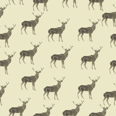 Koşan geyiklerde kusursuz desen. Tekstil için ren geyiği çizimi