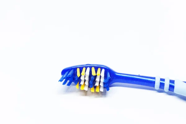 Part Blue Toothbrush White Background — Stock Photo, Image