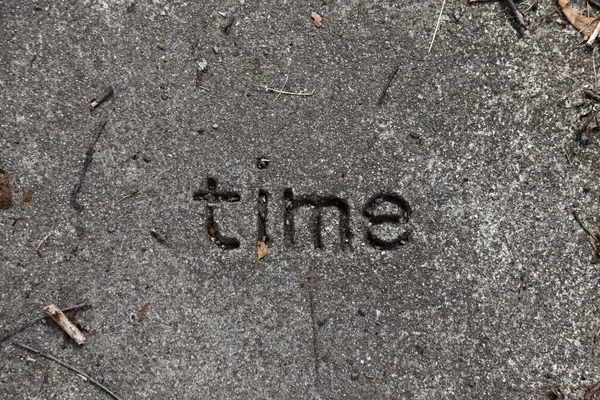 Alguém Esculpiu Palavra Tempo Uma Pedra — Fotografia de Stock