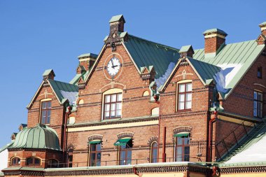 Umea, Norrland İsveç - 8 Mart 2020: şehir merkezindeki eski tren istasyonu