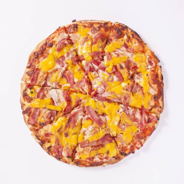 Pizza lezzetli ve lezzetli üst manzara