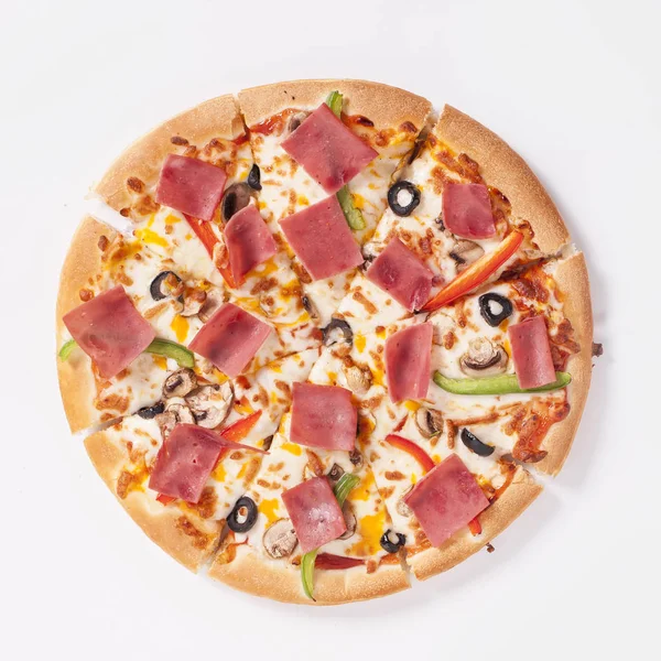 Pizza lezzetli ve lezzetli üst manzara