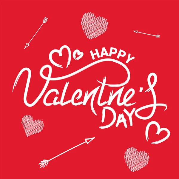 Happy Valentine s ημέρα κείμενο, χειρόγραφη αφίσα τυπογραφίας σε κόκκινο φόντο κλίση. Εικονογράφηση διανύσματος. — Διανυσματικό Αρχείο