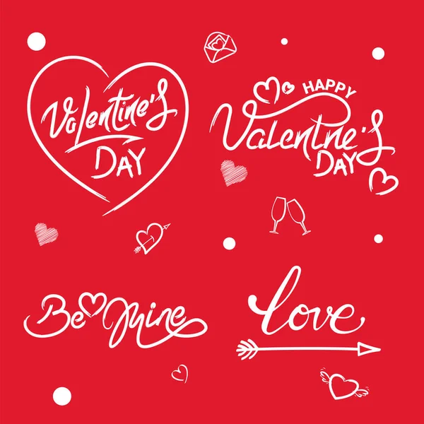 Happy Valentine s ημέρα κείμενο, χειρόγραφη αφίσα τυπογραφίας σε κόκκινο φόντο κλίση. Εικονογράφηση διανύσματος. — Διανυσματικό Αρχείο