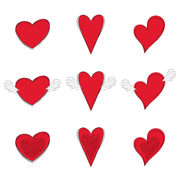 Vector hearts set. Hearts icons for Valentines day — Stock vektor