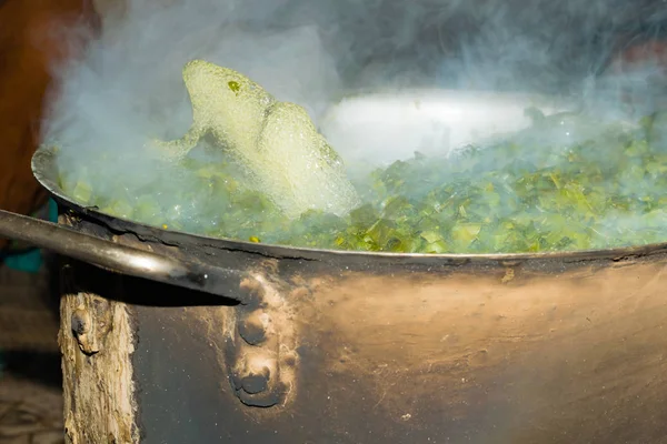 brassica,vegetable leaves in boiling water,