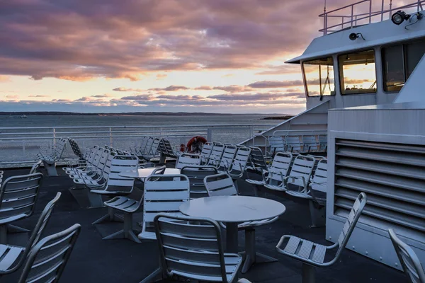 Invierno Cubierta Superior Del Martha Vineyard Ferry Island Home — Foto de Stock