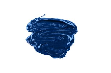Boya fırçasının mavi vuruşu beyaza izole edilmiş..