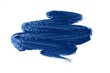 Boya fırçasının mavi vuruşu beyaza izole edilmiş..
