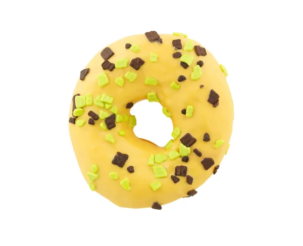 Donut amarelo isolado no fundo branco — Fotografia de Stock