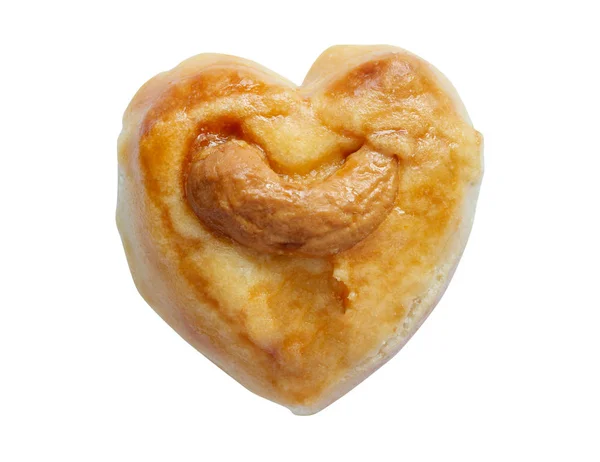 Heart shaped cashew nut cookie isolated on white background — Stock Photo, Image