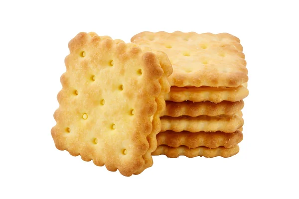 Empilhados de biscoito de queijo isolado em fundo branco — Fotografia de Stock