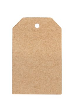 Beyaz arka plan üzerinde izole kahverengi kağıt boş etiket