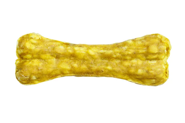 白い背景に分離された黄色の犬骨 — ストック写真