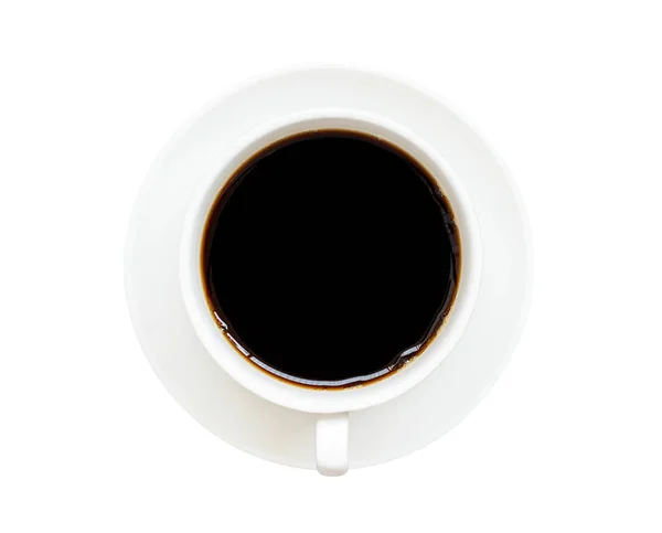 Vista superior de la taza de café negro aislado sobre fondo blanco —  Fotos de Stock