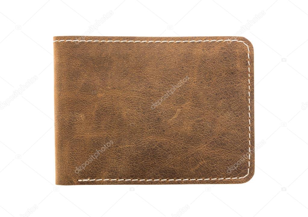 brown leather wallet isolated isolated on white background