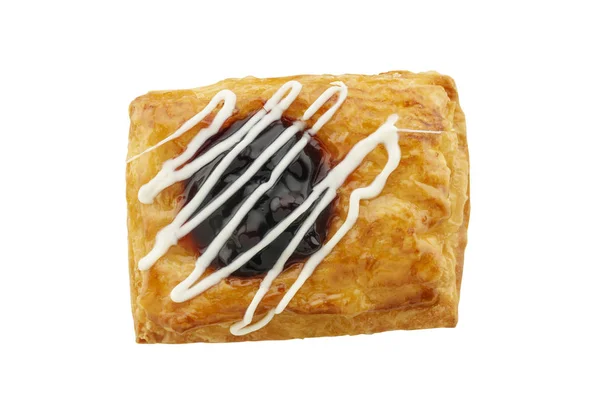 Puff pastry topped with blueberry isolated on white background — Stock Photo, Image