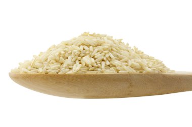 kahverengi pirinç kaşığı beyaz arka plan üzerinde üzerinde