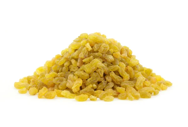 Pile of golden raisins on white background — Stock Photo, Image