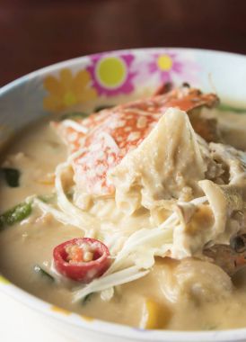 Mavi Yengeç kase - Tay gıda ile beyaz soya fasulye haşlanmış