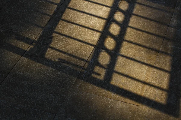 Een Foto Van Park Poort Silhouet Verdieping Morgen — Stockfoto