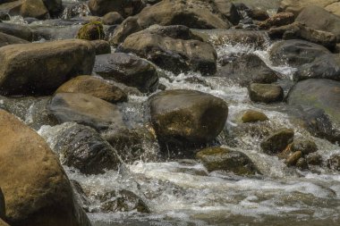 Yakın çekim güzel nehir suyu akarsu manzarası kaya ile 