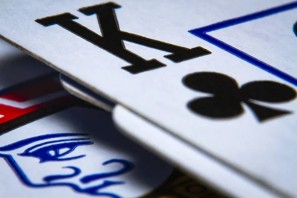 Macro shot playing cards, king of clubs close-up picture