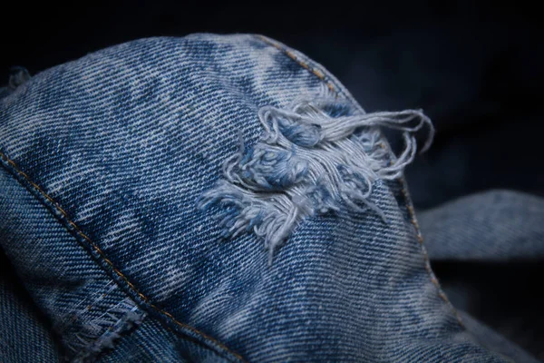 Close Tendenza Popolare Strappato Jeans Jeans Angosciati — Foto Stock