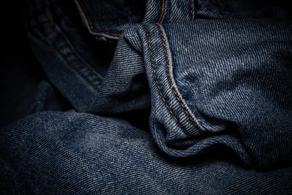 Primo Piano Immagine Grinza Blu Jeans — Foto Stock