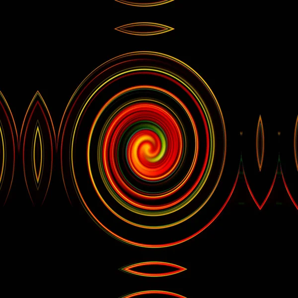 Computer Generated Abstract Vortex Twirl Lights Pattern Illustration Black Background — Stock Photo, Image
