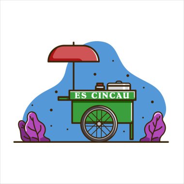 illustration of Cincau ice cart, Cart drink illustration. cart indonesia isolated vector clipart