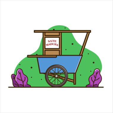 illustration of satay madura cart, Cart food illustration. cart indonesia isolated vector clipart