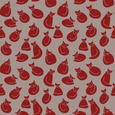 Biçimlendirilmiş kırmızı kedilerle kusursuz vektör deseni