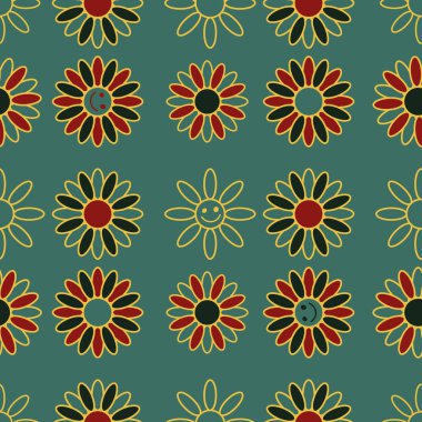 Basit çiçek şekilli kusursuz klasik geometrik desen