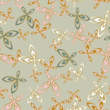 Zarif renklerde süs kelebekleriyle kusursuz vektör deseni