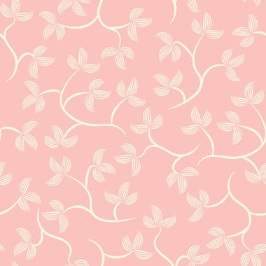 Pembe arka planda ışık yaprakları ve dalları olan kusursuz vektör deseni