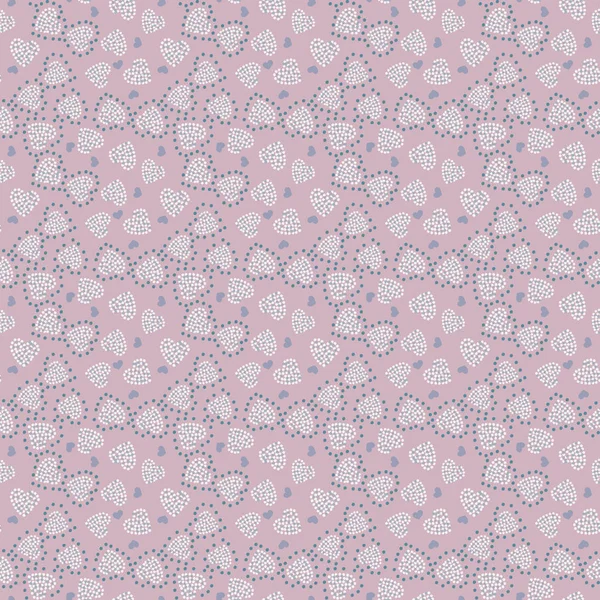Fondo de patrón vectorial sin costuras con formas de corazón punteadas en rosas y grises pastel — Vector de stock
