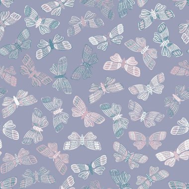 Kelebeklerin soluk renkleriyle kusursuz vektör deseni
