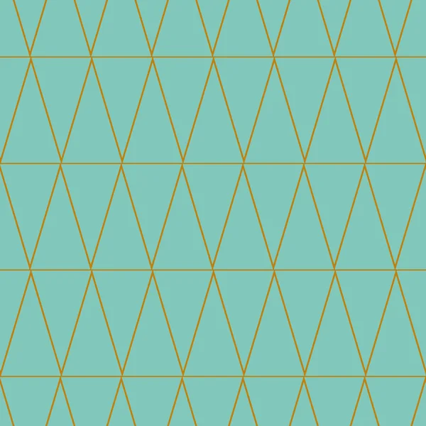 Padrão vetorial sem costura com padrão triangular linear dourado em um fundo azul aqua — Vetor de Stock