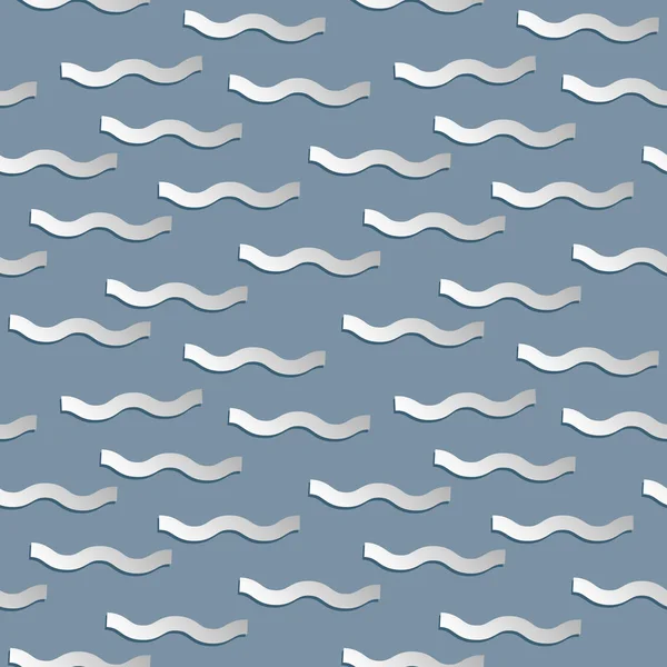 Sömlös vektor mönster med papercut ocean vågor i dämpade neutrala färger — Stock vektor