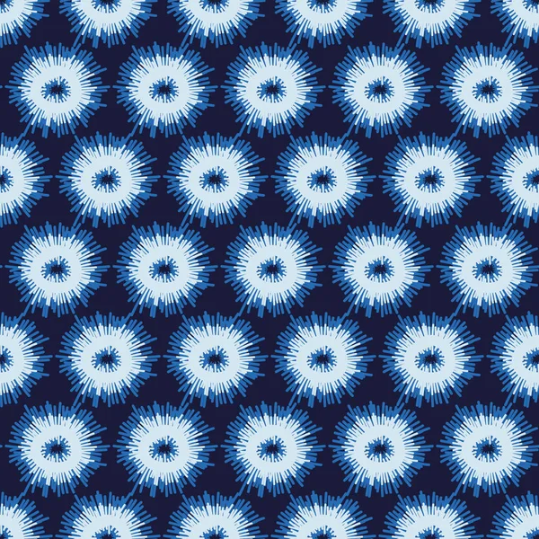 Бесшовный векторный абстрактный рисунок с круговыми формами синего цвета индиго — стоковый вектор