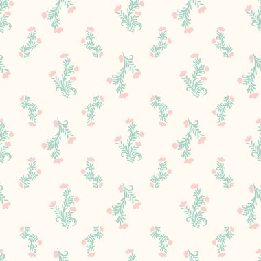 Kusursuz vektör klasik çiçek deseni soluk pastel renklerde.