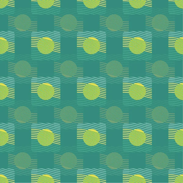 Patrón abstracto vector sin costuras con círculos en forma de píldora y cuadrados — Archivo Imágenes Vectoriales