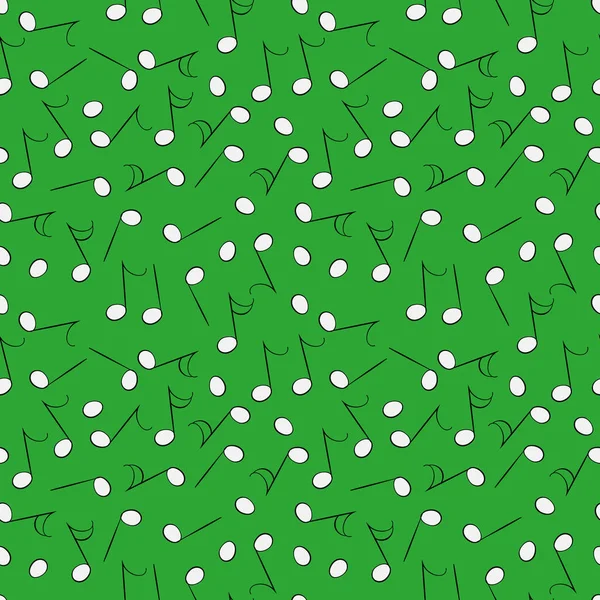 Motif vectoriel sans couture avec des notes de musique blanche sur un fond vert vif — Image vectorielle