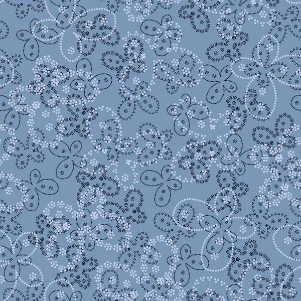 Απρόσκοπτη διανυσματικό μοτίβο με διακεκομμένες πεταλούδες σε γαλάζια χρώματα — Διανυσματικό Αρχείο