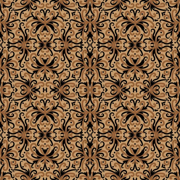 Patrón de alfombra ornamental vector sin costuras en colores marrones — Archivo Imágenes Vectoriales